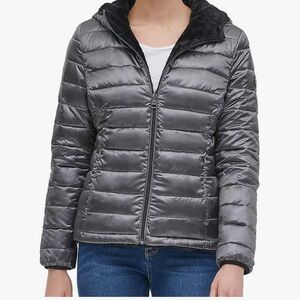 NWT ANDREW MARC Reversible Black Quilted Puffer Jacket L